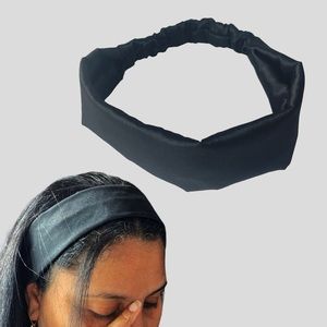 Black Satin Headband wrap For Women Elastic Band